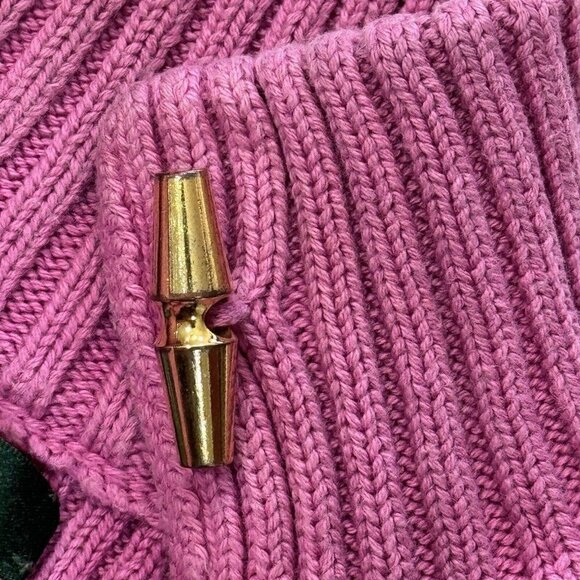 LAUREN RALPH LAUREN Pink Ribbed Turtleneck Sweater Women Medium Gold‎ Buttons - Picture 7 of 15
